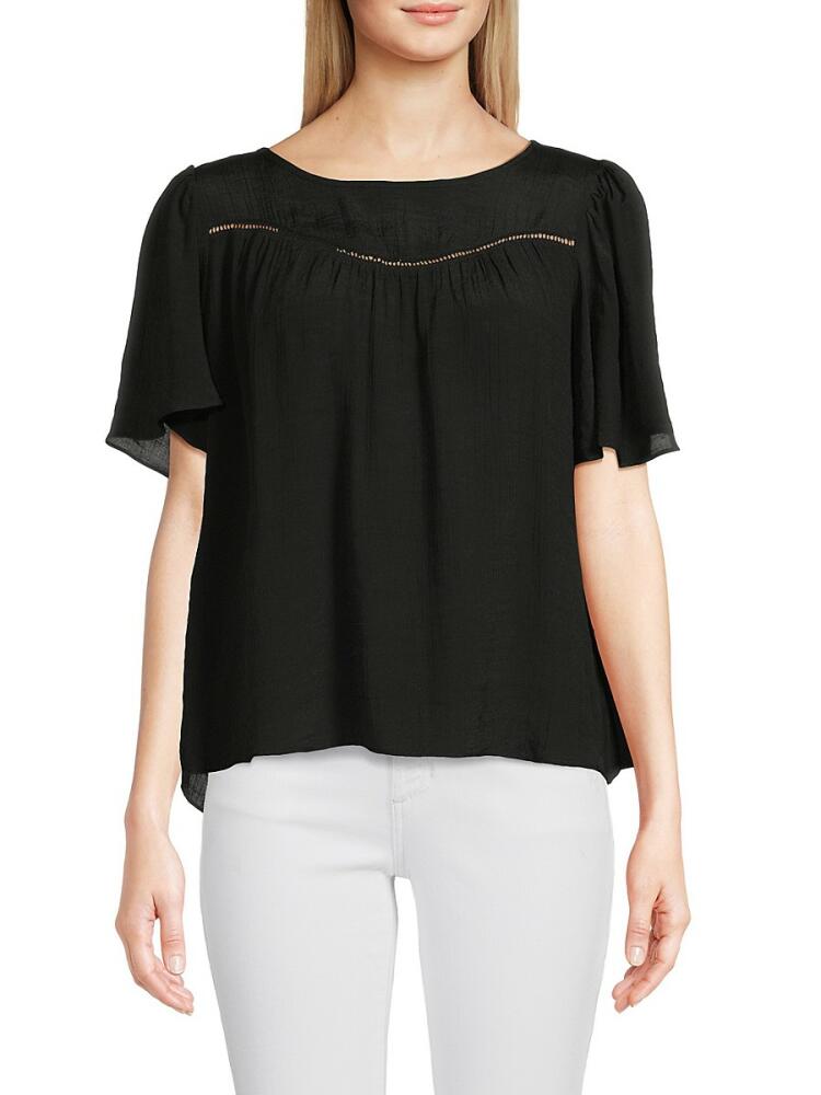 Nanette Lepore Women's Ladderwork Trim Top - Very Black Cover