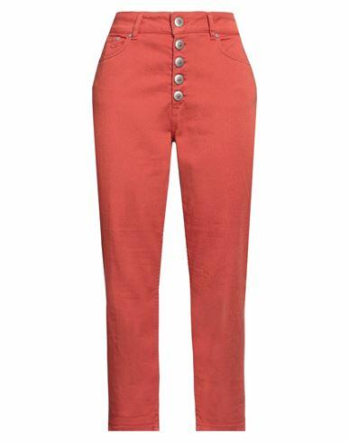 Dondup Woman Jeans Rust Cotton, Elastomultiester, Elastane Cover