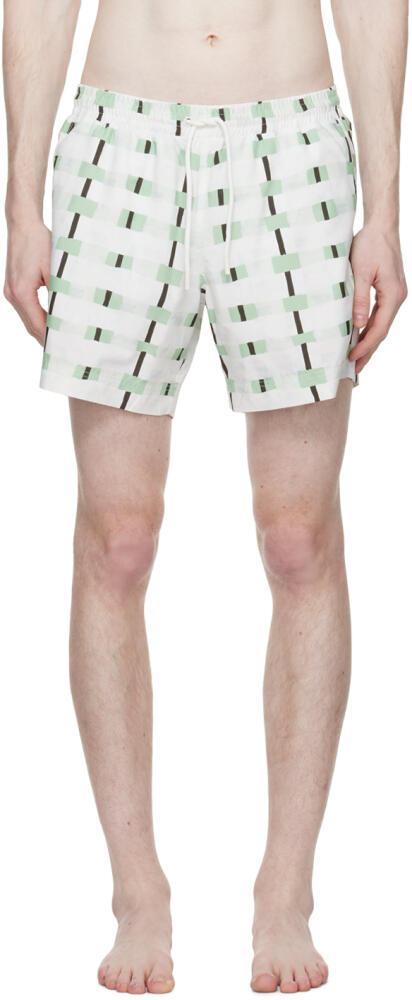 COMMAS Off-White Checked Swim Shorts Cover