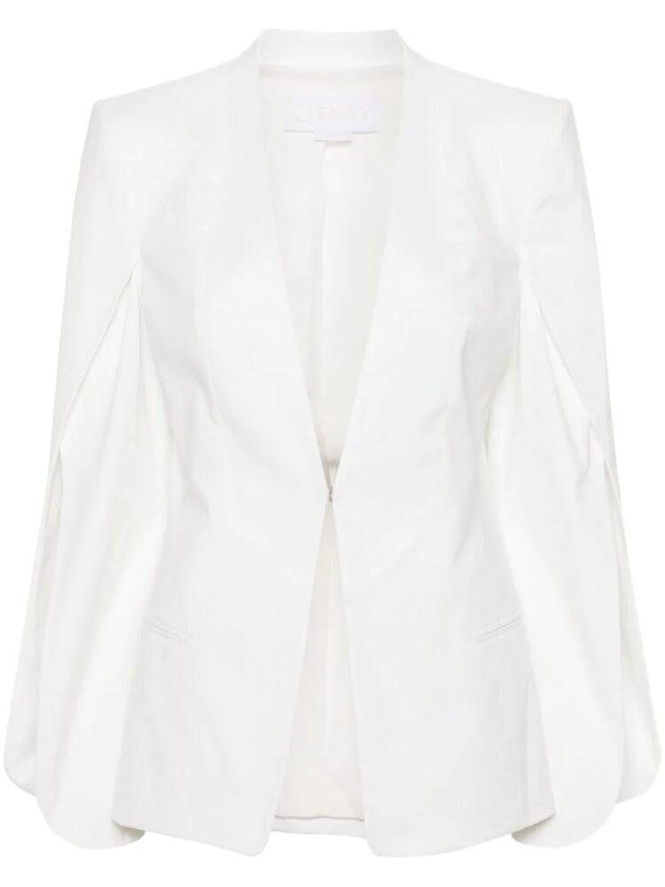 Genny split-cuffs crinkled blazer - White Cover