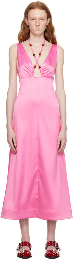 GANNI Pink Halter Midi Dress Cover