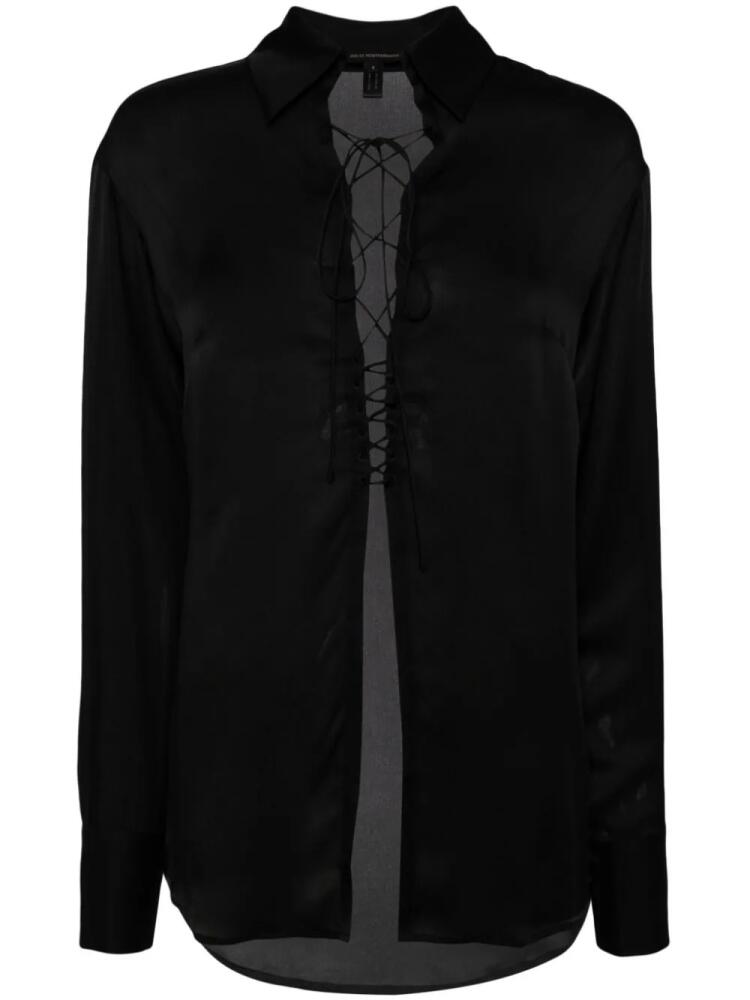 Kiki de Montparnasse lace-up silk shirt - Black Cover