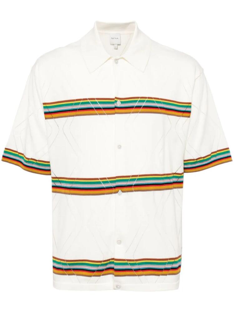 Paul Smith Signature Stripe knitted polo shirt - White Cover