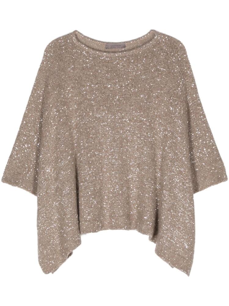 D.Exterior sequin-embellished poncho - Brown Cover