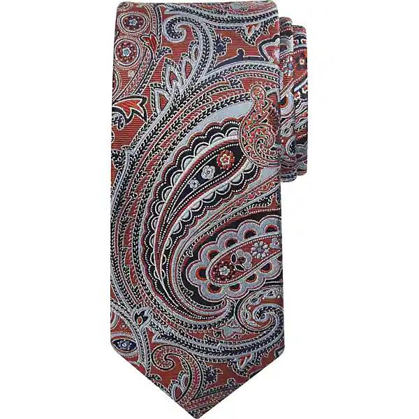 Joseph Abboud Men's Narrow Botanical Paisley Tie Orange Cover