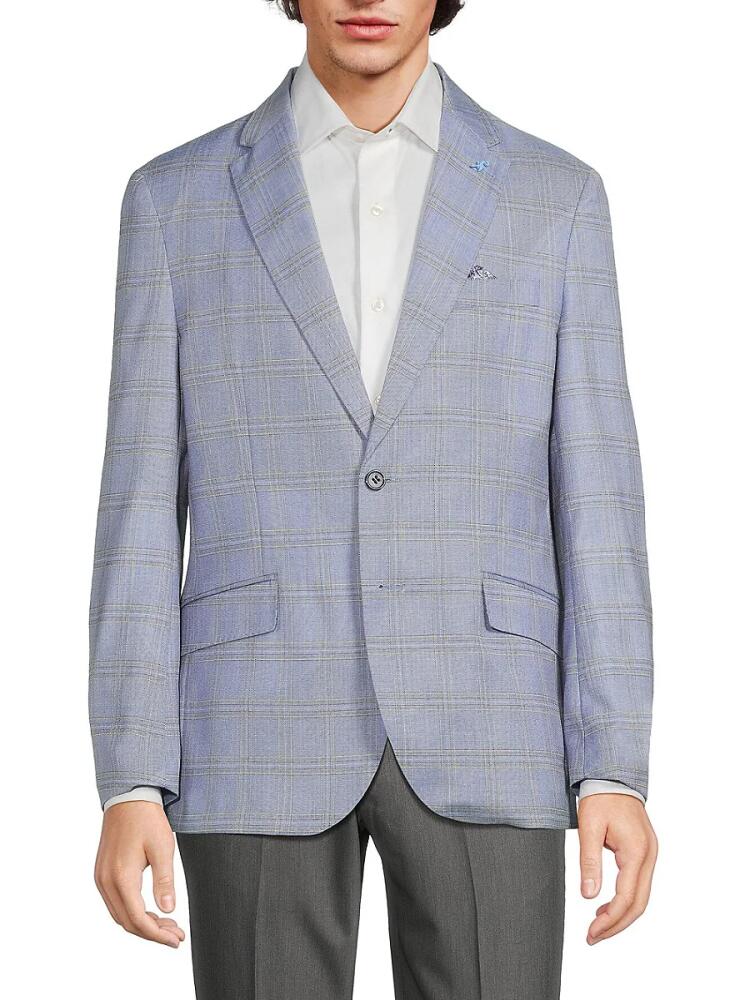 TailorByrd Men's Melange Plaid Blazer - Peri Blue Cover