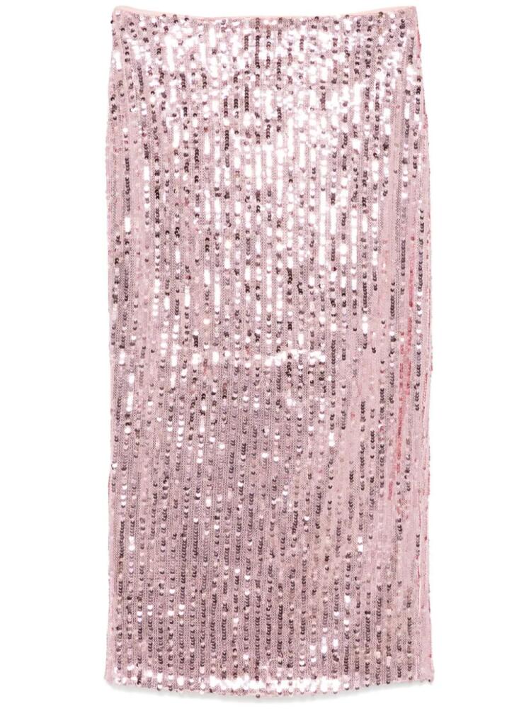 ROTATE BIRGER CHRISTENSEN sequins pencil midi skirt - Pink Cover