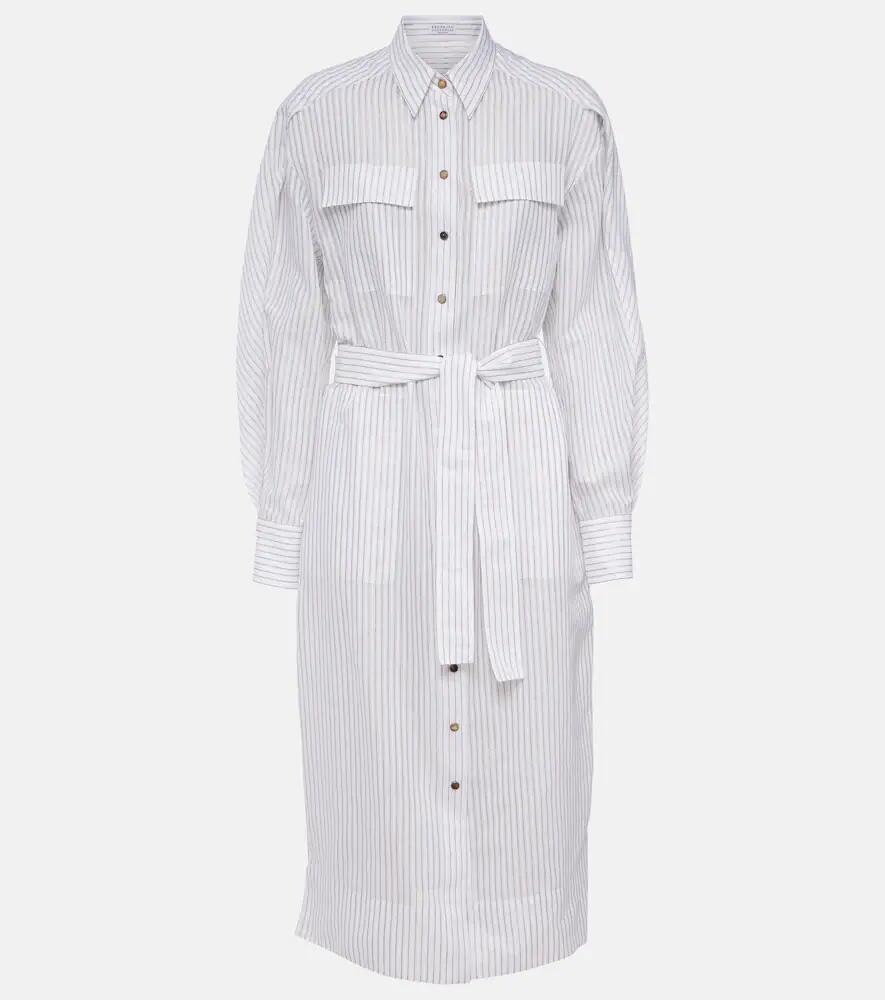 Brunello Cucinelli Striped cotton and silk-blend shirt dress Cover