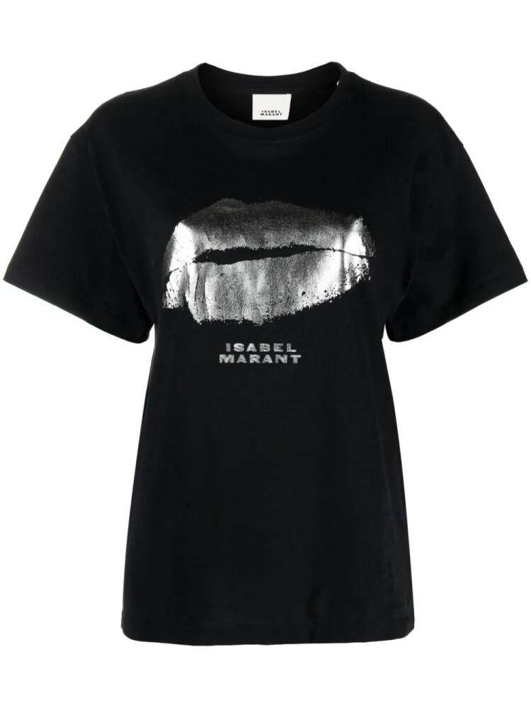 ISABEL MARANT logo-print organic-cotton T-shirt - Black Cover