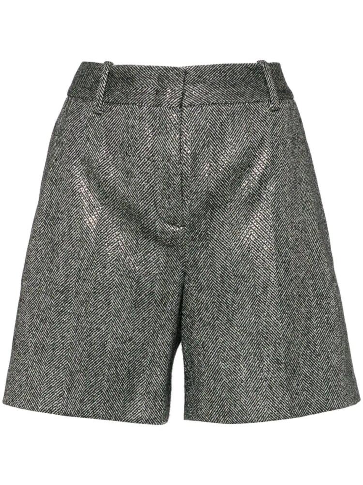 Ermanno Scervino herringbone-pattern sequin-embellished shorts - Black Cover