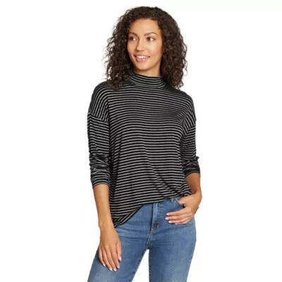 Eddie Bauer Women's Soft Layer Mock-Neck - Stripe Cover