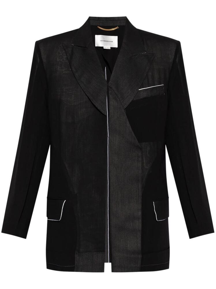 Victoria Beckham panelled cotton-blend blazer - Black Cover