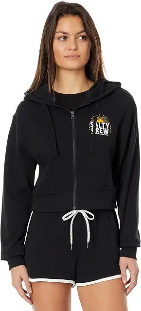 Salty Crew Cruisin Crop Full Zip Hoodie (Black) Women's Clothing Cover