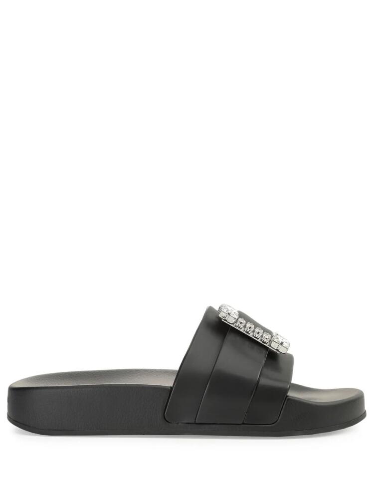 Sergio Rossi sr Jelly crystal-embellished slides - Black Cover