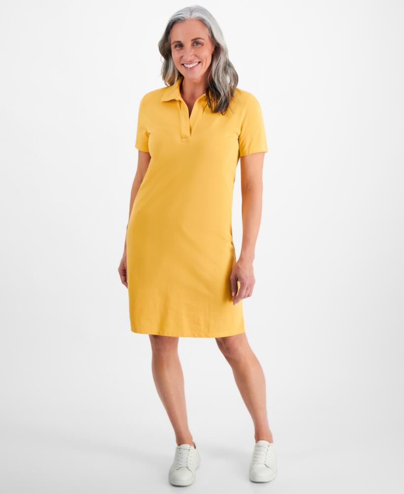 Style & Co Petite Cotton Weekender Polo Dress, Created for Macy's - Cornmeal Yellow Cover