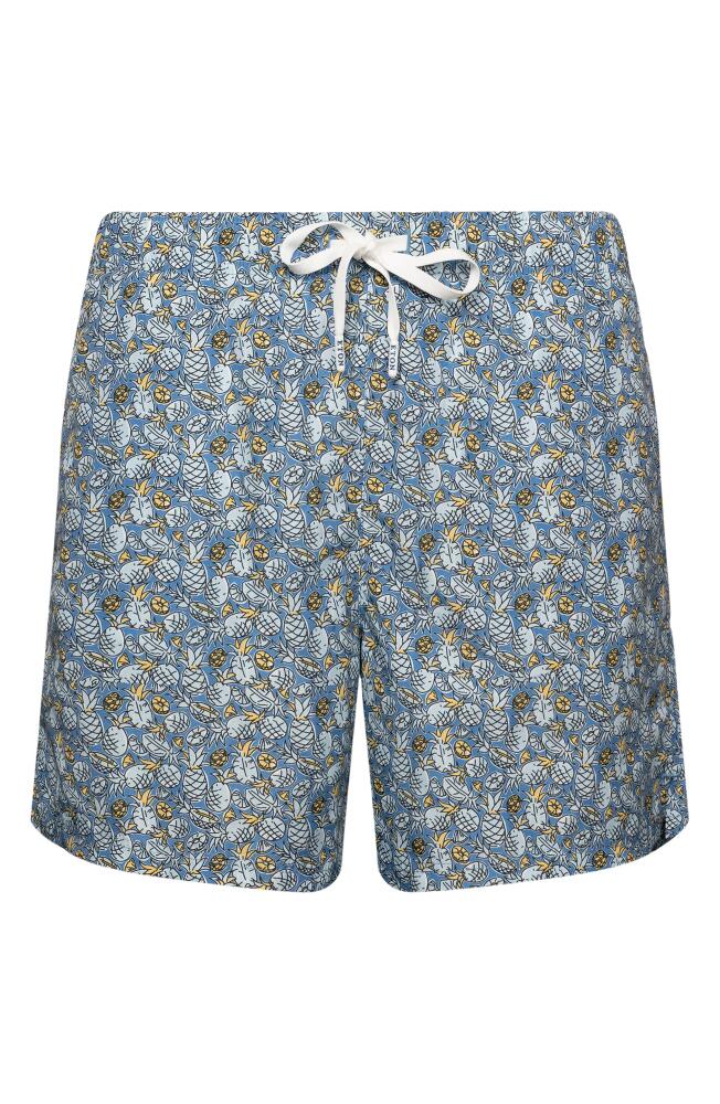 Eton Pineapple Print Swim Trunks in Blue Cover