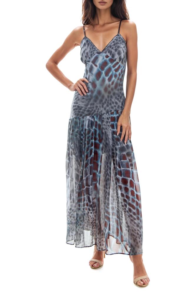 Socialite Abstract Snakeskin Print Maxi Dress in Ink/Taupe Cover