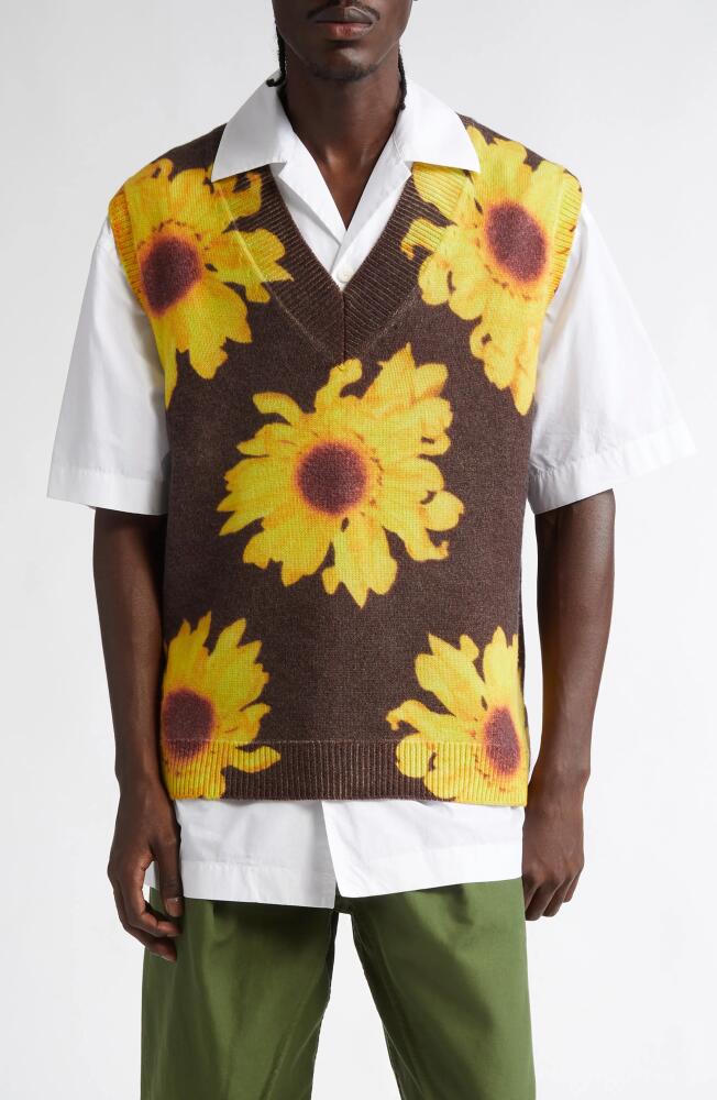 JW Anderson Sunflower Merino Wool Sweater Vest in Dark Brown Cover