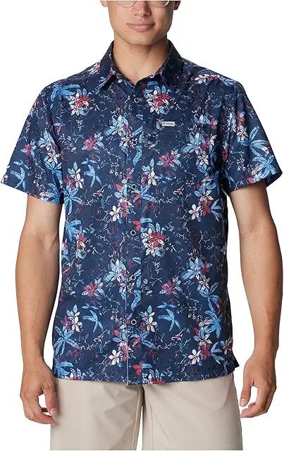 Columbia Super Slack Tide Camp Shirt (Collegiate Navy Palmeria) Men's Short Sleeve Button Up Cover