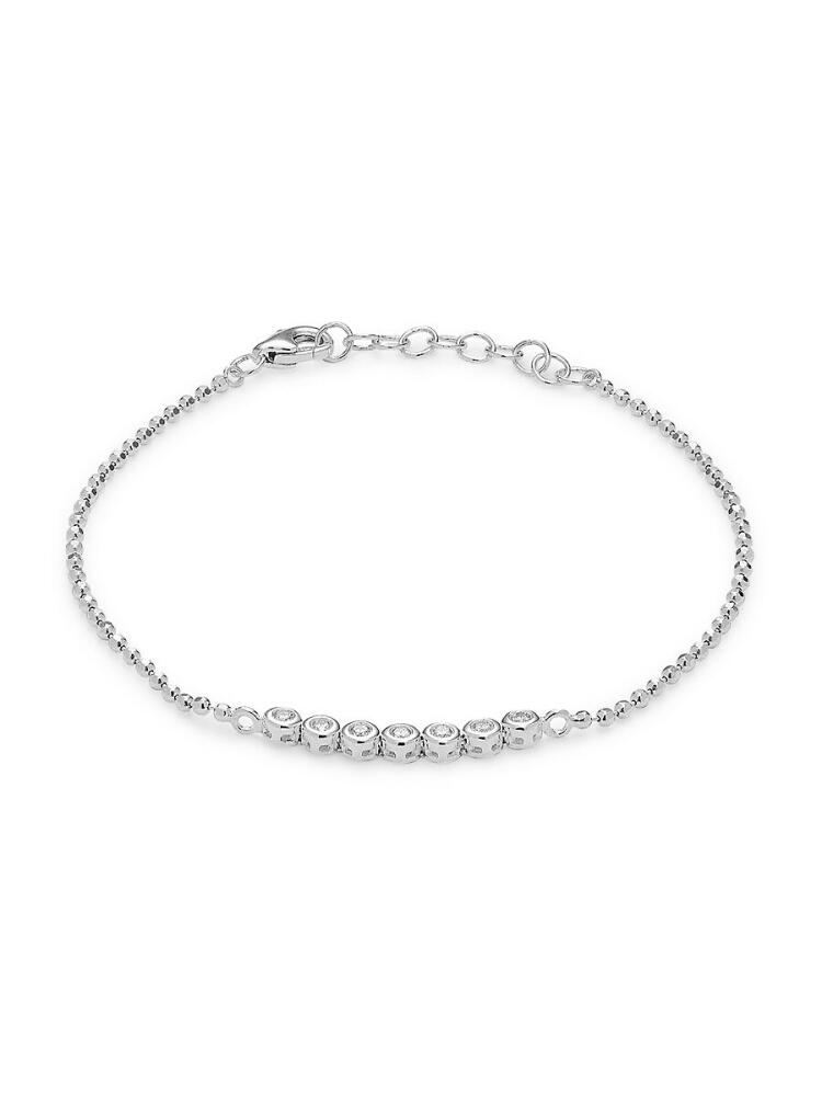 Saks Fifth Avenue Women's 14K White Gold & 0.15 TCW Bezel Diamond Ball Chain Bracelet Cover