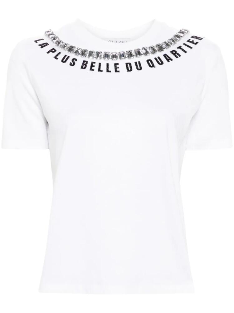 Loulou crystal-embellished T-shirt - White Cover