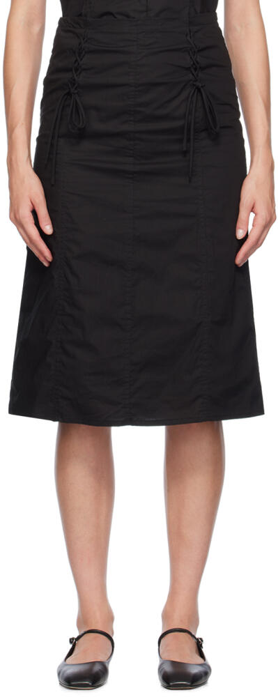 Deiji Studios Black Double Lace Up Midi Skirt Cover