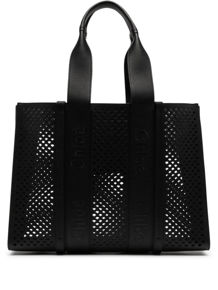 Chloé Woody cut-out detailing leeather tote bag - Black Cover