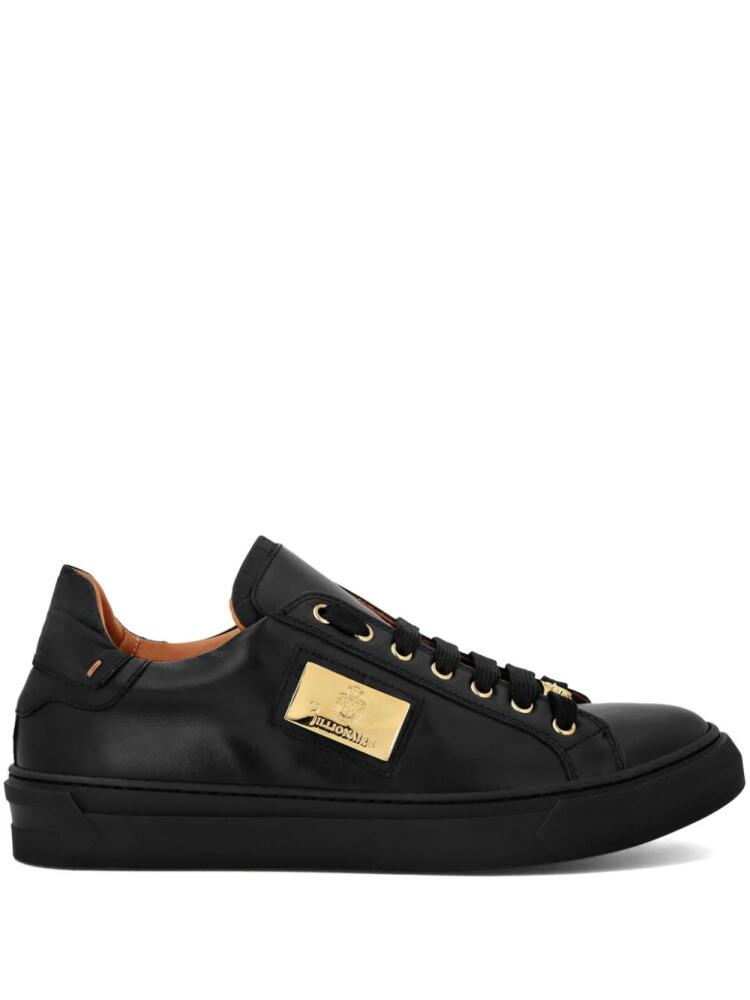 Billionaire logo-plaque leather sneakers - Black Cover