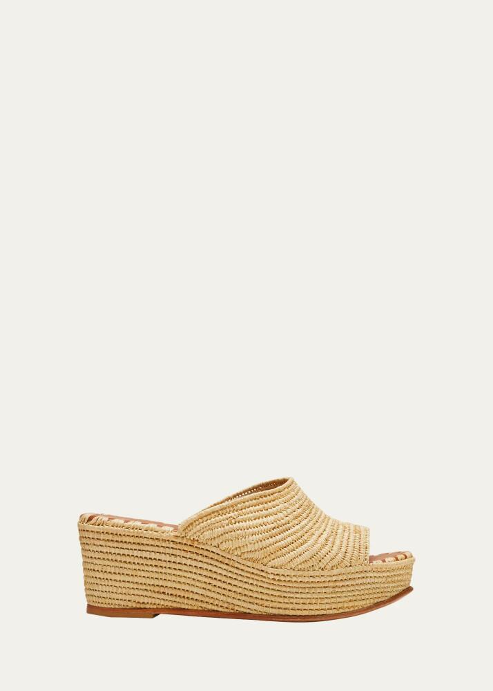 Carrie Forbes Karim Woven Raffia Wedge Slide Sandals Cover