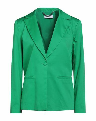 Jijil Woman Blazer Green Cotton, Elastane, Acetate, PBT - Polybutylene terephthalate Cover