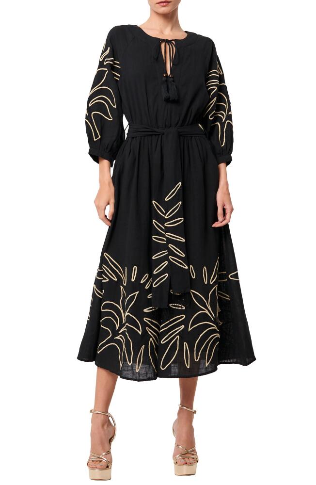 CIEBON Eliza Embroidered A-Line Dress in Black Cover