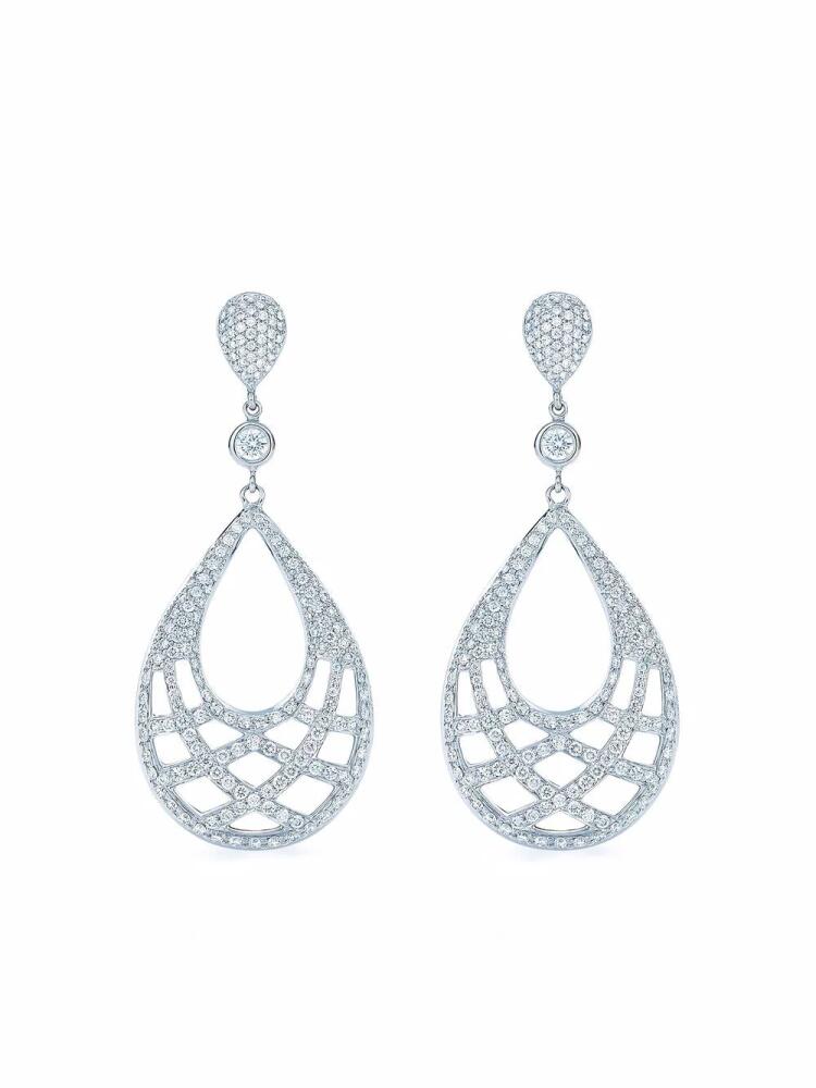 KWIAT 18kt white gold Jacquard Diamond teardrop earrings - Silver Cover