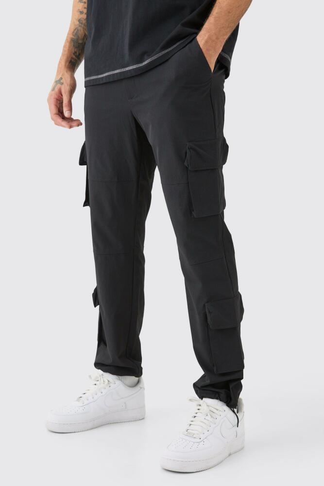 Mens Technical Stretch 3D Cargo Pocket Pants - Black Cover