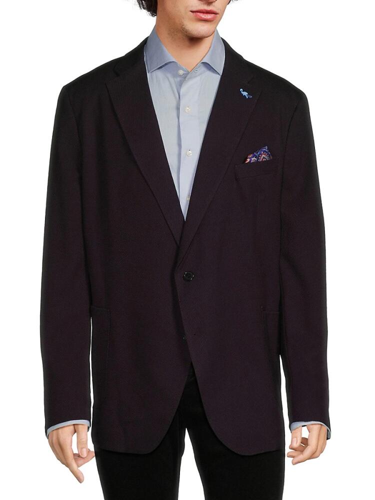 TailorByrd Men's Textured Notch Lapels Blazer - Plum Cover