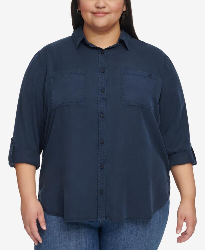 Calvin Klein Jeans Trendy Plus Size Utility Shirt - Chambray Cover