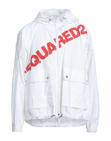 Dsquared2 Man Overcoat & Trench Coat White Cotton Cover