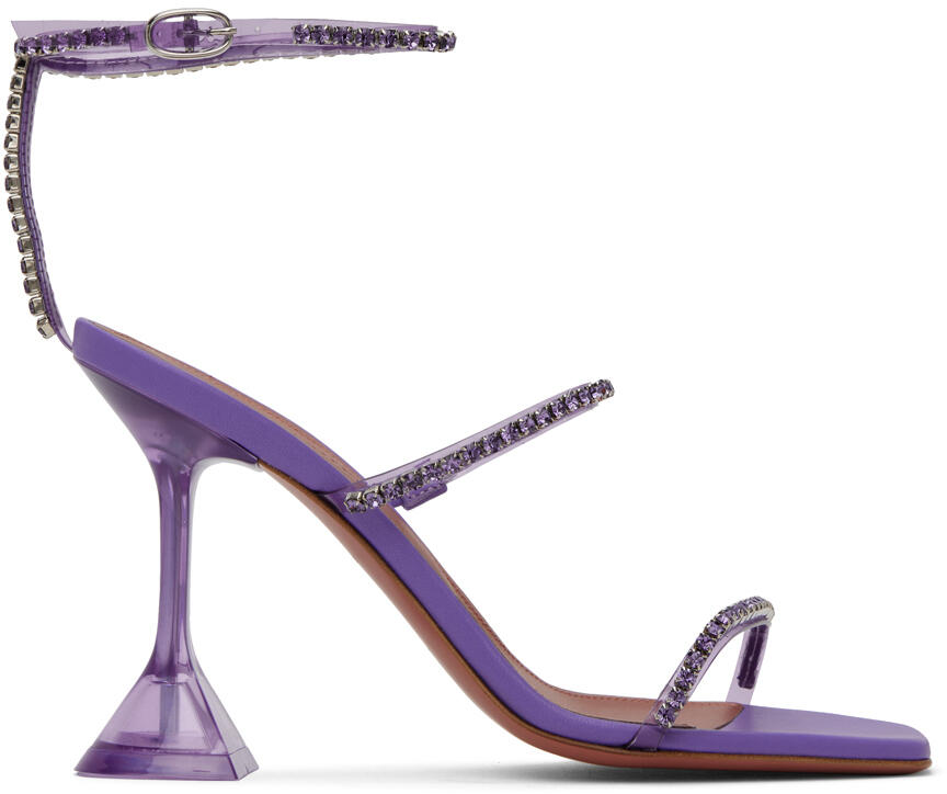 Amina Muaddi Purple Gilda Glass Heeled Sandals Cover