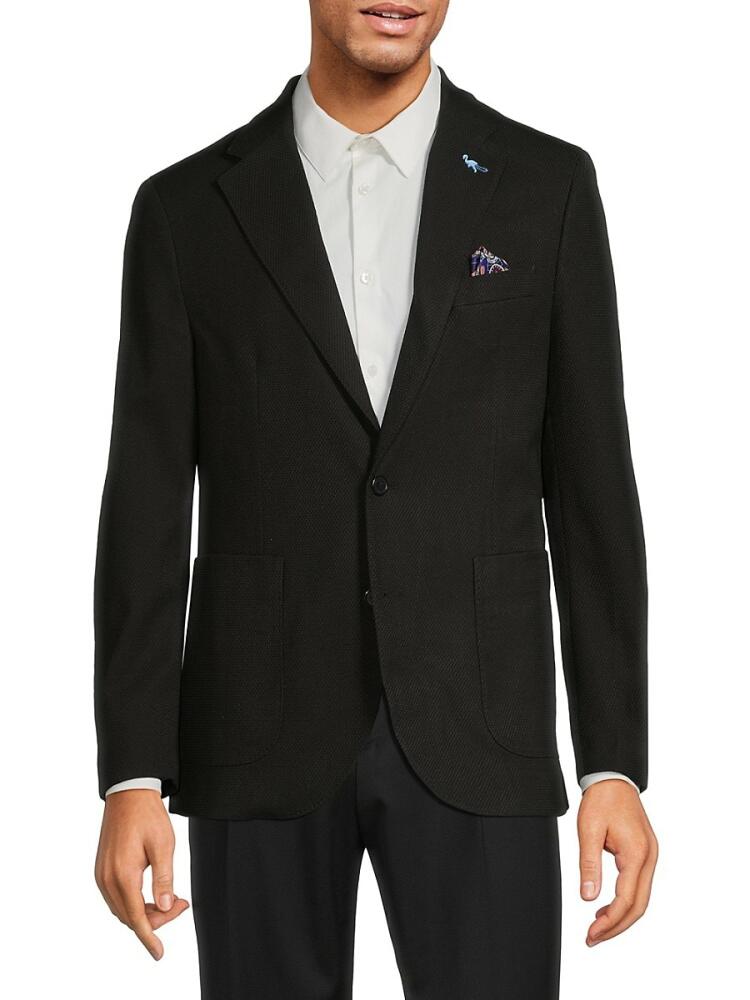 TailorByrd Men's Textured Notch Lapels Blazer - Black Cover