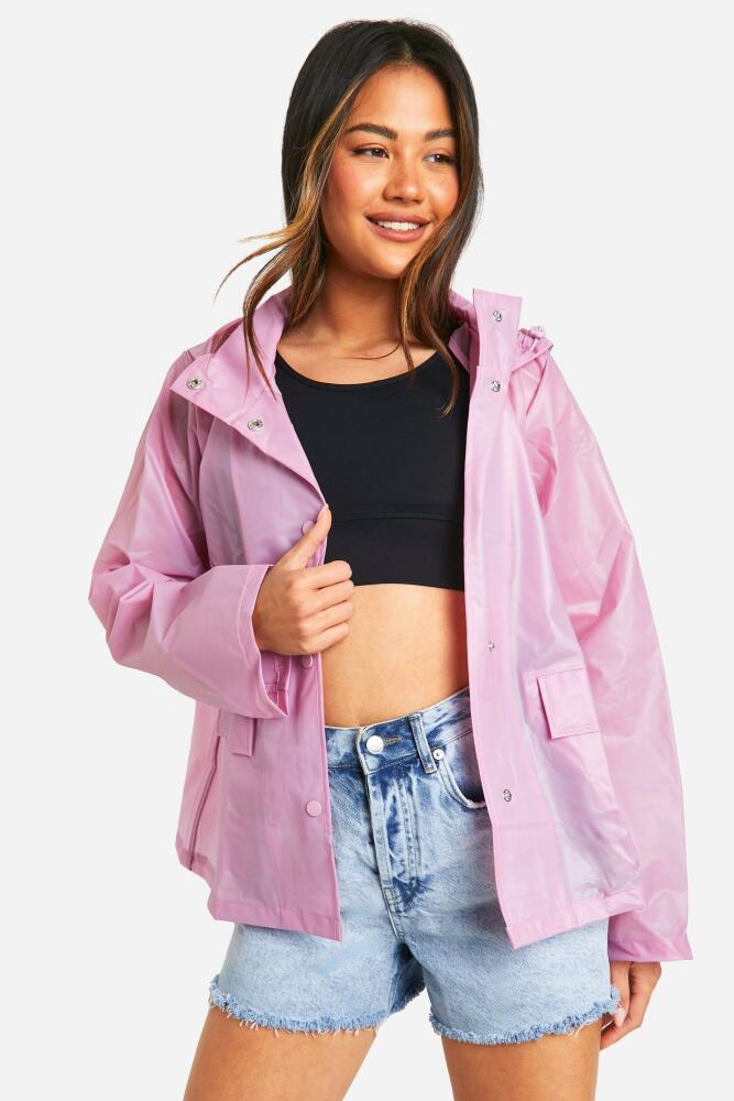 boohoo Womens Hooded Festival Raincoat - Purple Cover