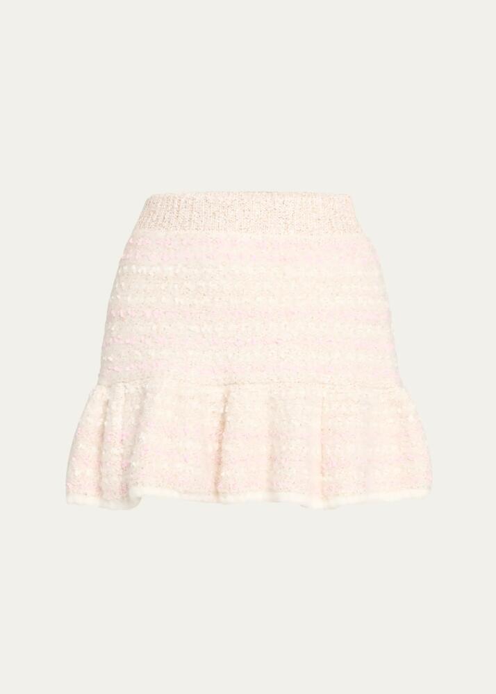 LoveShackFancy Velman Bouclé Knit Flounce Mini Skirt Cover