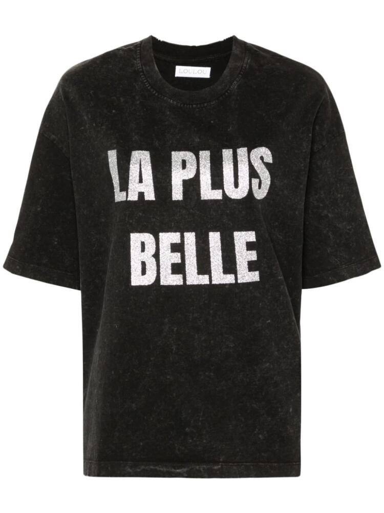 Loulou glitter-print washed T-shirt - Black Cover