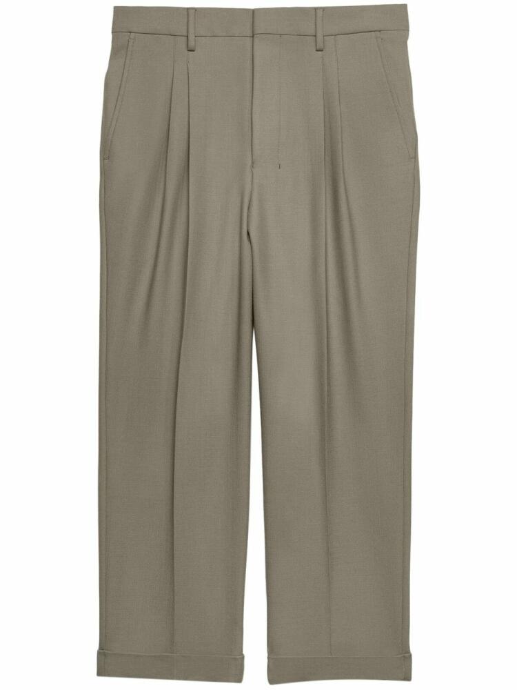 AMI Paris box-pleated cropped trousers - Grey Cover