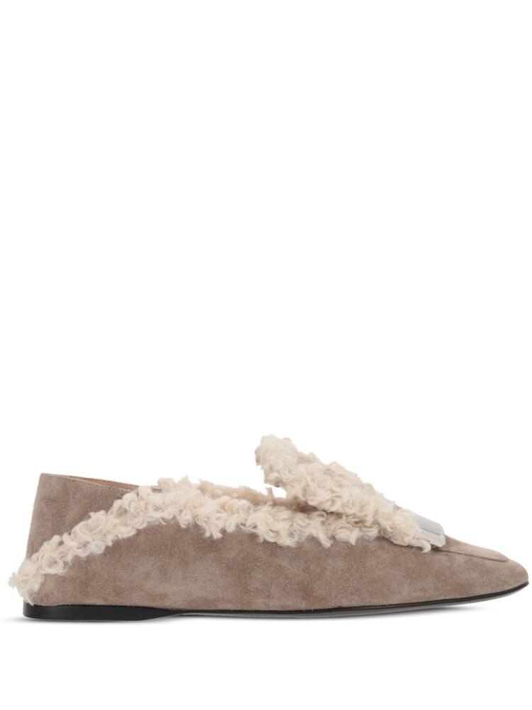 Sergio Rossi square-toe faux-fur slippers - Neutrals Cover