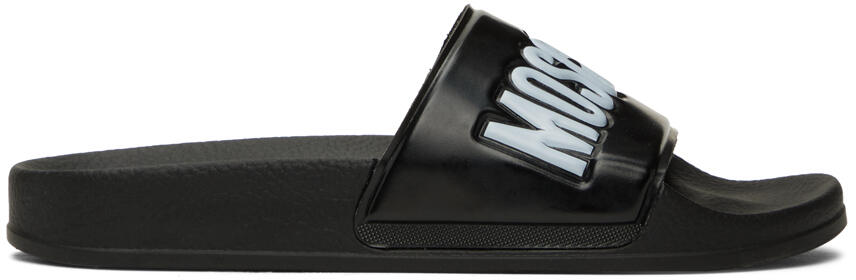 Moschino Black Embossed Slides Cover