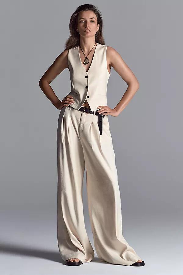 The Avery Pleated Wide-Leg Trousers by Maeve: Linen Edition Pants Cover