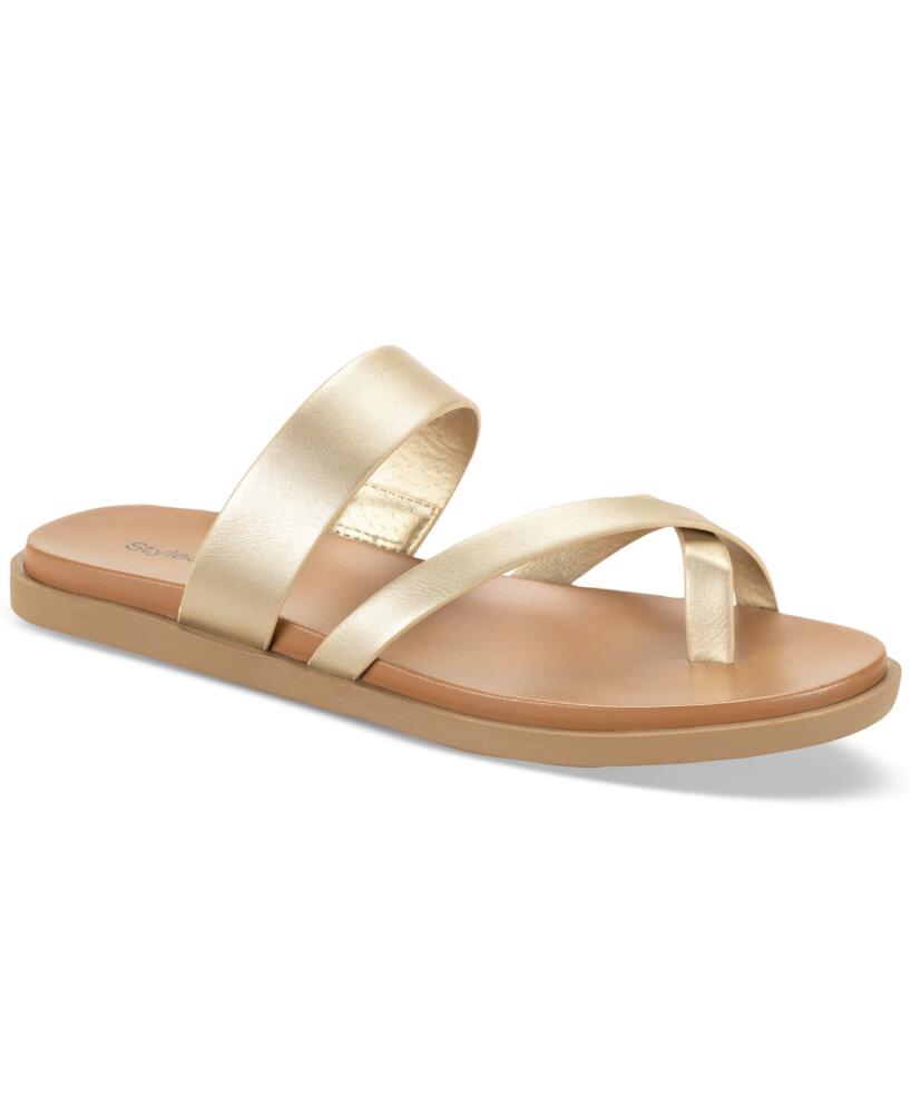 Style & Co Women's Cordeliaa Slip On Strappy Flat Sandals, Created for Macy's - Platino Cover