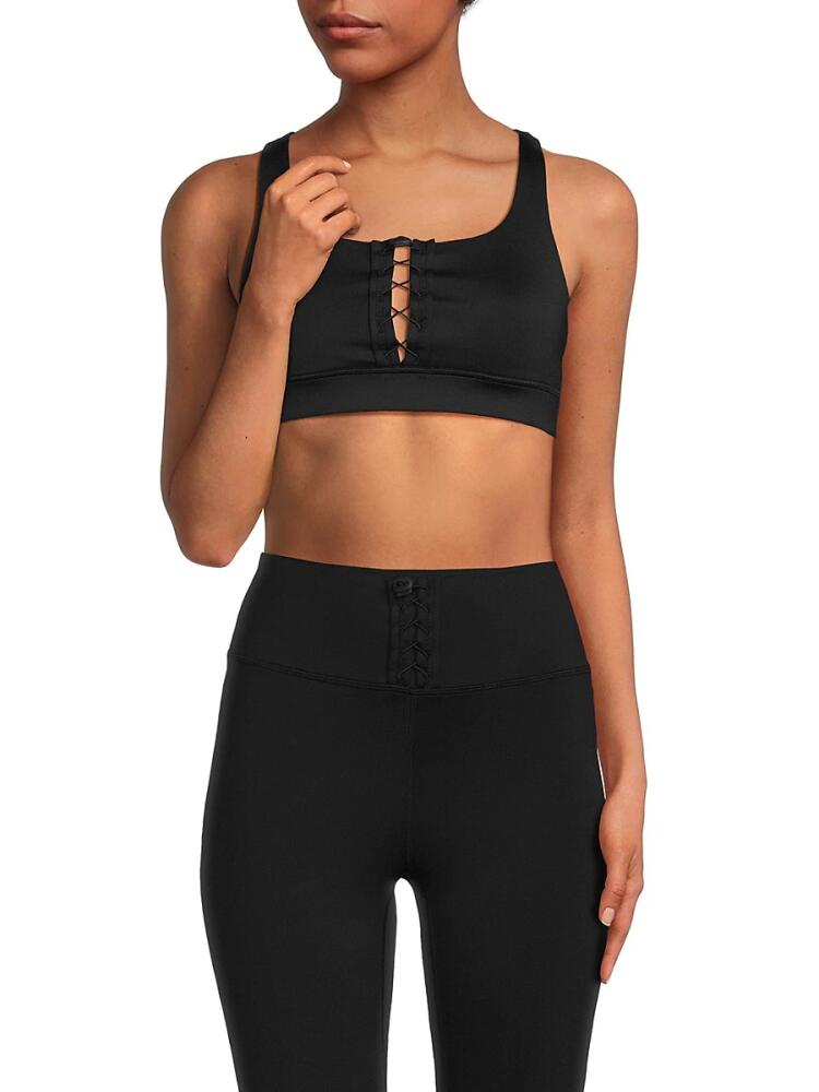 IVL Women's Lace Up Racerback Sports Bra - Jet Black Cover