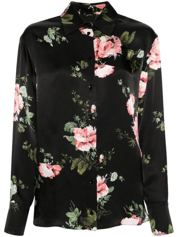 ERDEM seersucker floral-motif shirt - Black Cover