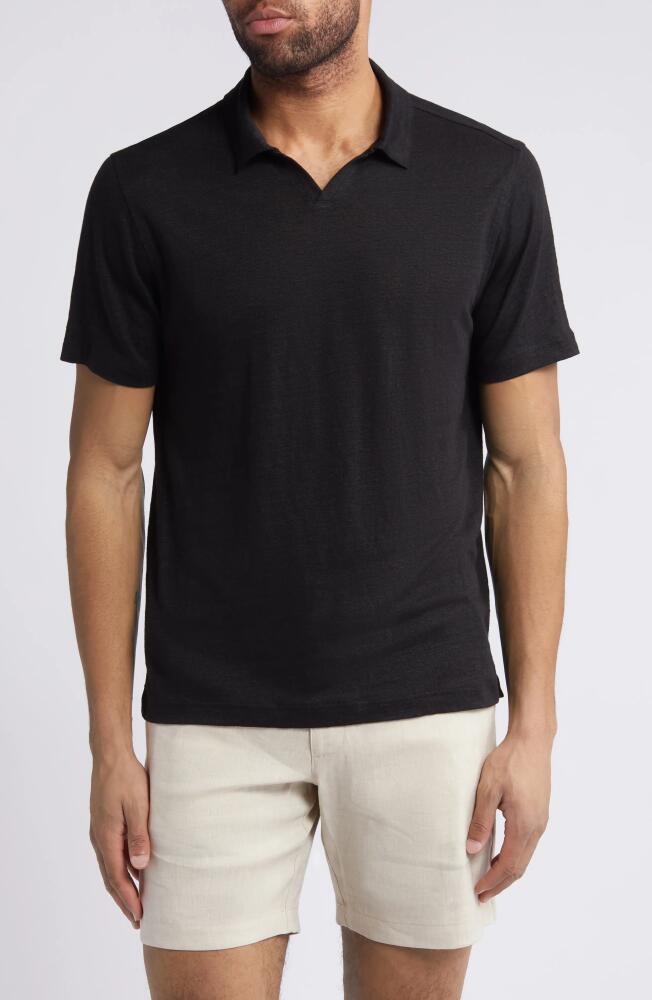 Nordstrom Johnny Collar Linen Polo in Black Cover