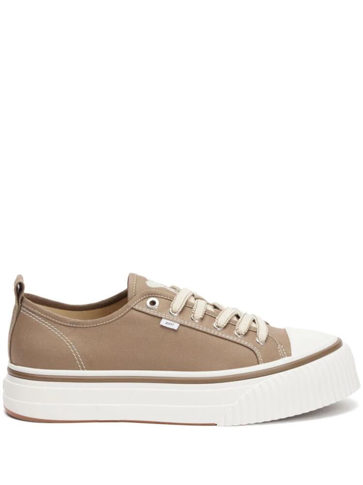 AMI Paris low-top canvas sneakers - Brown Cover